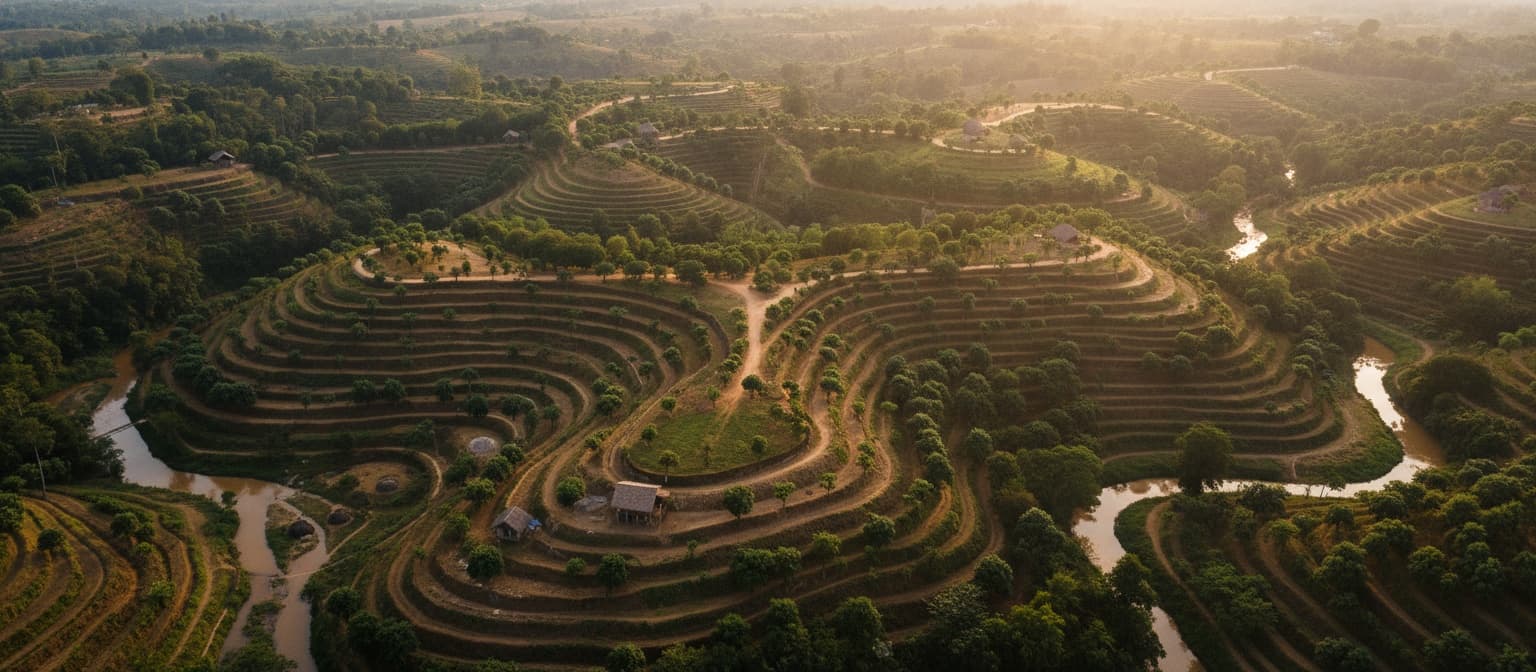 Lush sustainable farm landscape